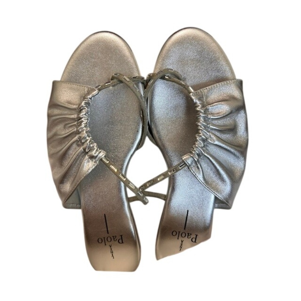 NWT Linea Paolo Lane2-L Silver Micro Suede Crystal Embellished Slide Sandal 8.5 - Picture 3 of 10